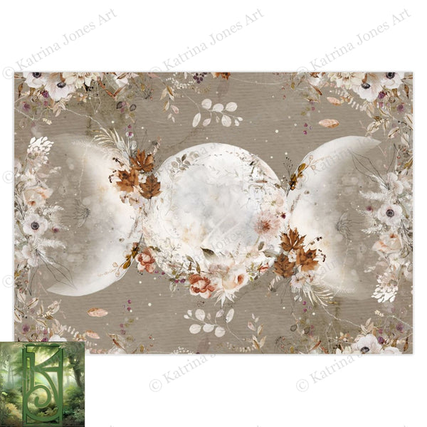 Triple Moon Goddess Autumn Blank Greeting Card Witch Pagan Wicca Stationary 10 Cards