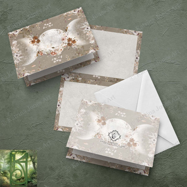 Triple Moon Goddess Autumn Blank Greeting Card Witch Pagan Wicca Stationary