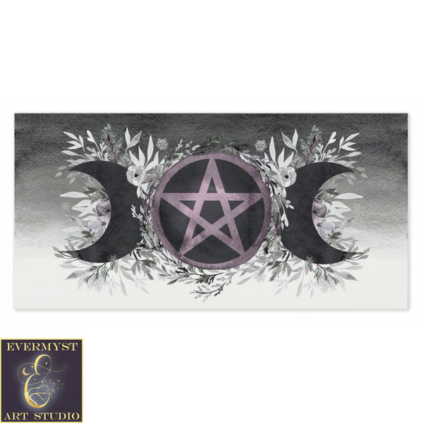 Triple Moon Goddess Dark Violet Pentacle Canvas Wall Art Witchy Decor Wicca Winter Solstice Décor