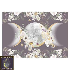 Triple Moon Goddess Floral Blank Greeting Card Stationary Sets Folded Note Cards Cute Unique