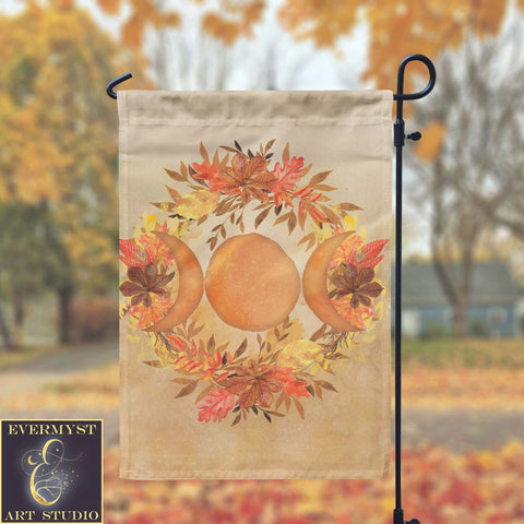 Triple Moon Goddess Garden Flag For Samhain Fall Wicca Decor - Pagan