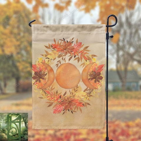 Triple Moon Goddess Garden Flag For Samhain Fall Wicca Decor - Pagan