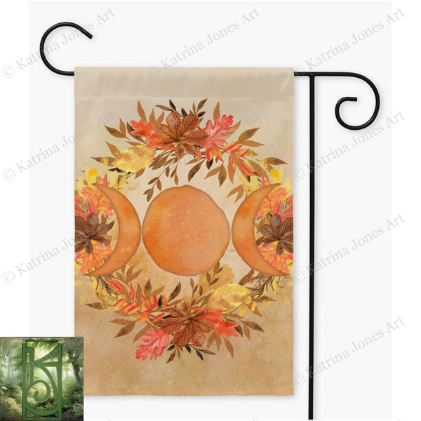 Triple Moon Goddess Garden Flag For Samhain Fall Wicca Decor - Pagan Single / 12X18 Inch