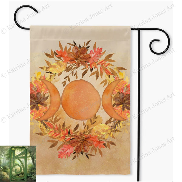 Triple Moon Goddess Garden Flag For Samhain Fall Wicca Decor - Pagan Single / 18.325X27 Inch