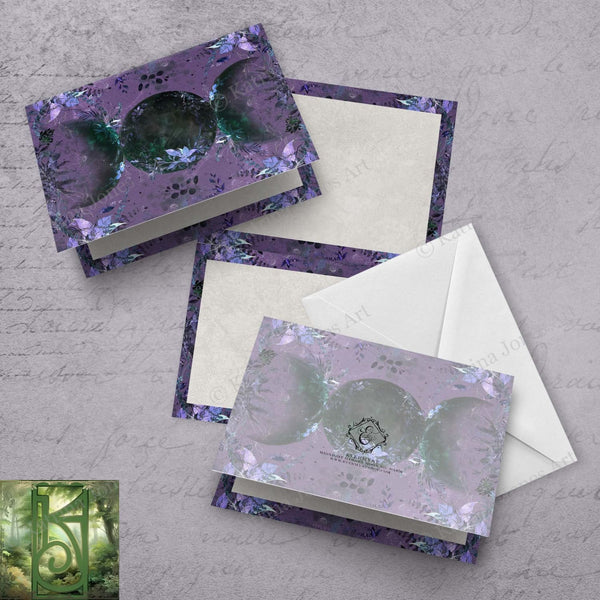Triple Moon Goddess Greeting Card Wicca Witch Pagan Symbol Blank Notecard
