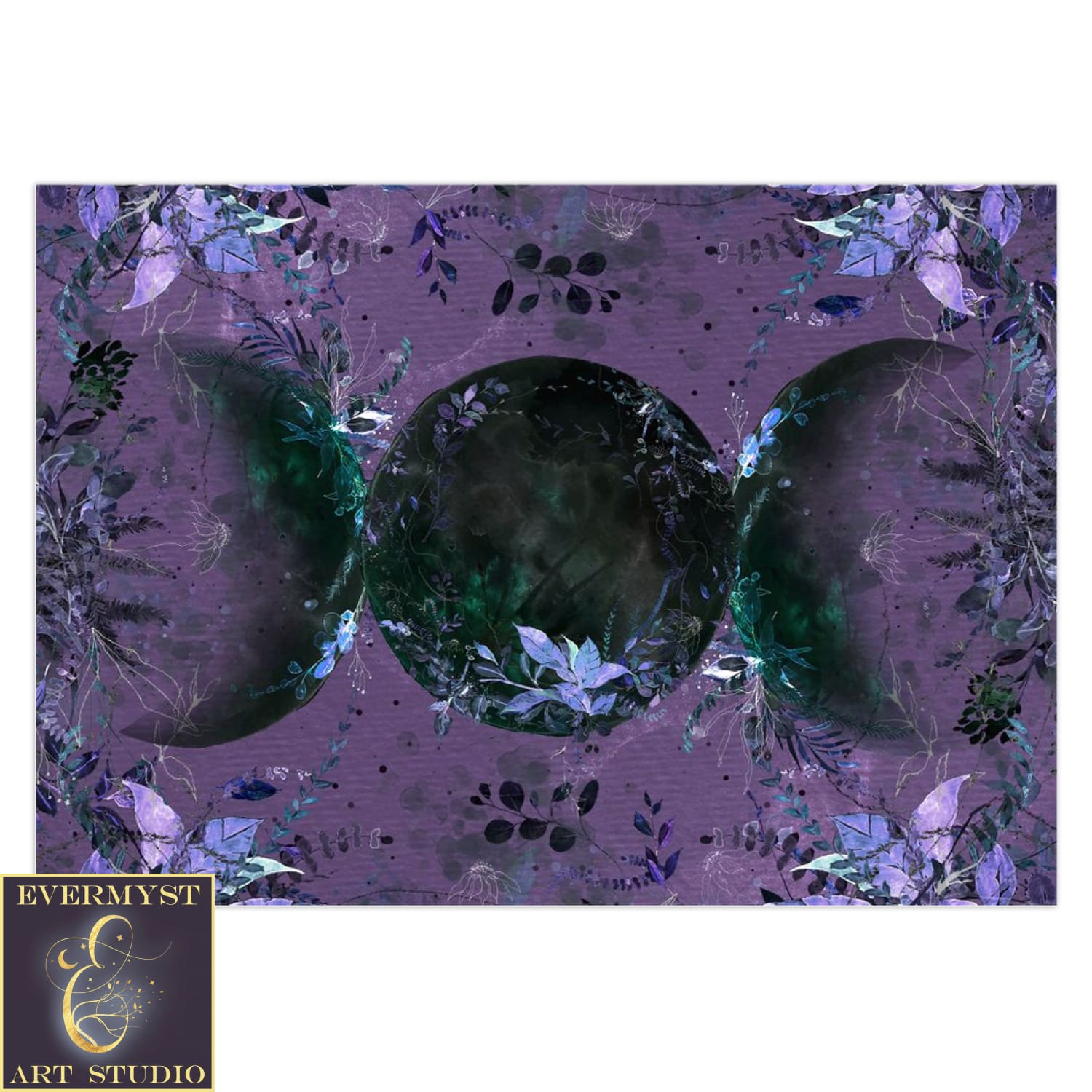 Triple Moon Goddess Greeting Card Wicca Witch Pagan Symbol Blank Notecard 1