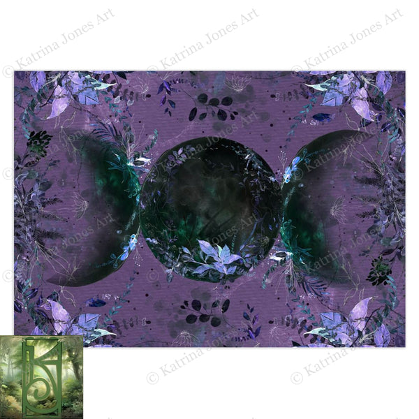 Triple Moon Goddess Greeting Card Wicca Witch Pagan Symbol Blank Notecard 1