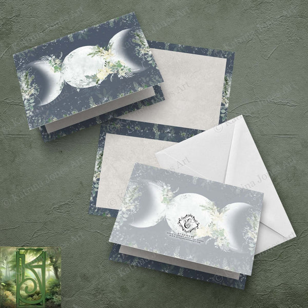 Triple Moon Goddess Greeting Card Yule Witch Wicca Winter Notecards