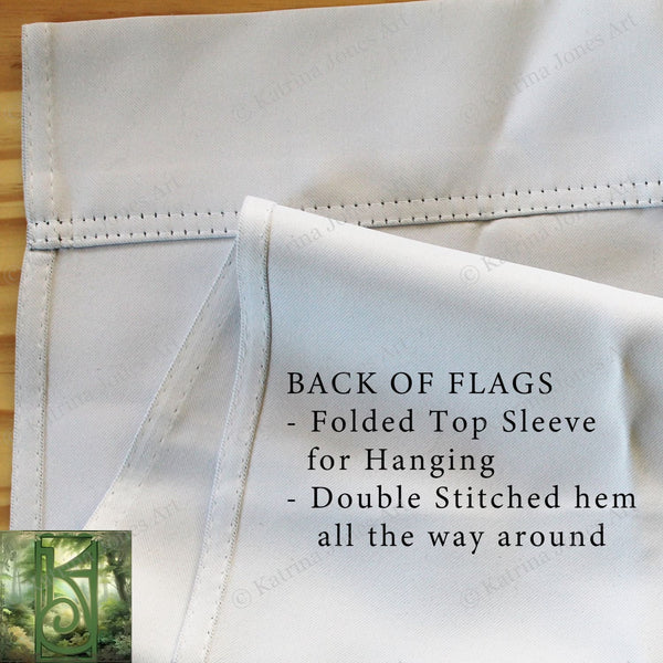 Triple Moon Green Welcome Flag - Pagan Wicca Outdoor Decor