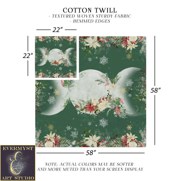 Triple Moon Poinsettia Altar Cloth For Tarot Yule And Decor Square