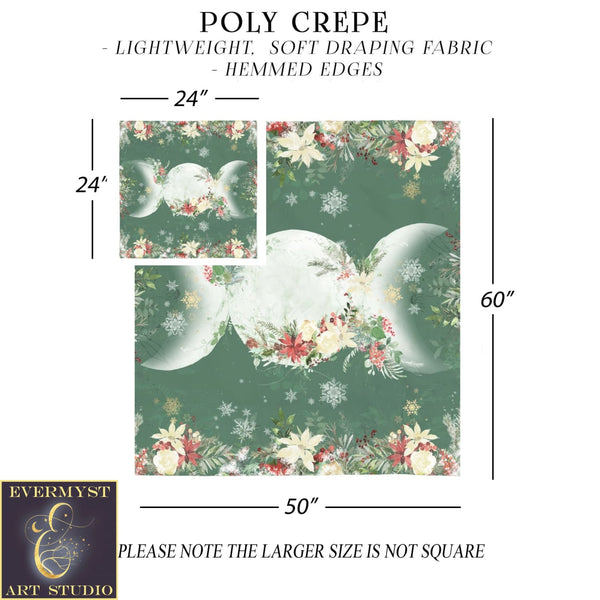 Triple Moon Poinsettia Altar Cloth For Tarot Yule And Decor Square