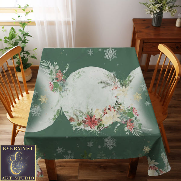 Triple Moon Poinsettia Altar Cloth For Tarot Yule And Decor Square