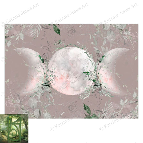 Triple Moon Spring Greeting Cards Wicca Pagan Witch Handfasting Wedding Notecard 1 Card