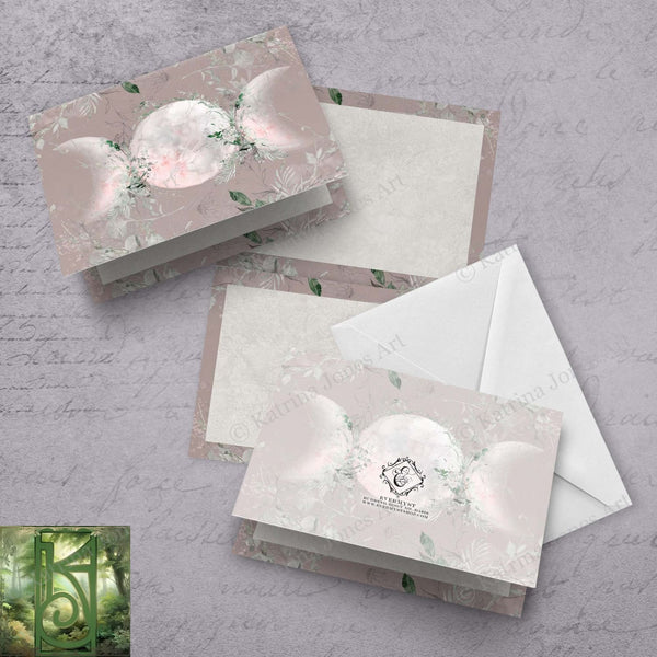 Triple Moon Spring Greeting Cards Wicca Pagan Witch Handfasting Wedding Notecard Card