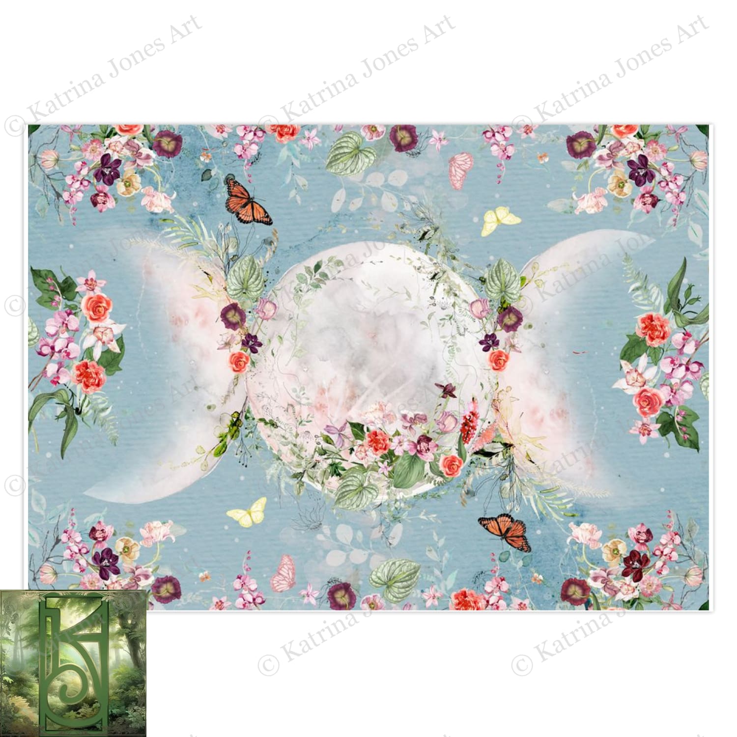 Triple Moon Wicca Witch Blank Greeting Card 10 Cards