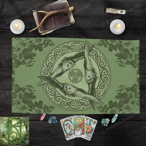 Wicca Owl Altar Cloth Tarot Reading Mat For Witchcraft And Pagan Decor Rec