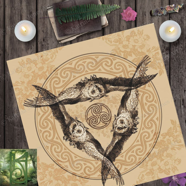 Athene Owl Tarot Altar Cloth Square