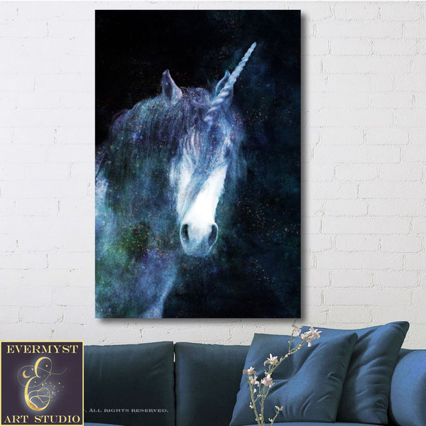 Unicorn Art Canvas Print Painting Fairy Tale Mythical Creature Fantasy Decor Boho