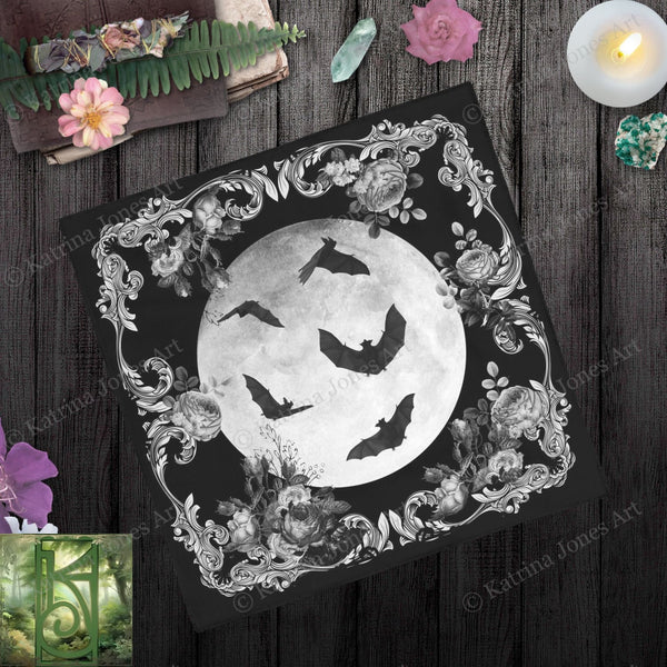 Gothic Tarot Altar Cloth - Vintage Halloween Reading Mat Square