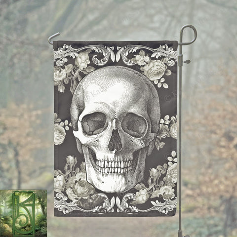 Victorian Gothic Glam Skull Garden Flag Witch Nevermore Decor