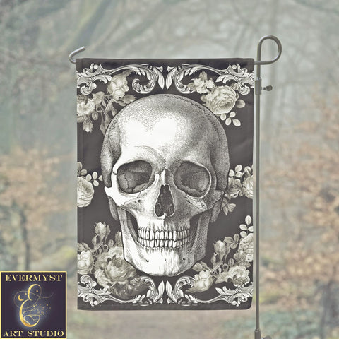 Victorian Gothic Glam Skull Garden Flag Witch Nevermore Decor