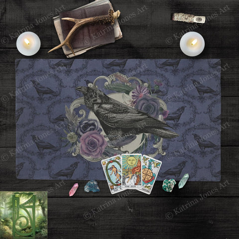 Victorian Raven Altartarot Cloth - Gothic Witchy Decor Altar Rec