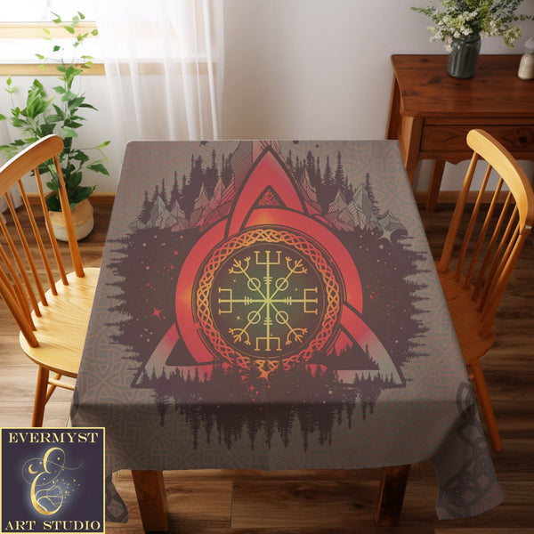 Viking Celtic Altar Tarot Cloth - Helm Of Awe Rune Symbol Square