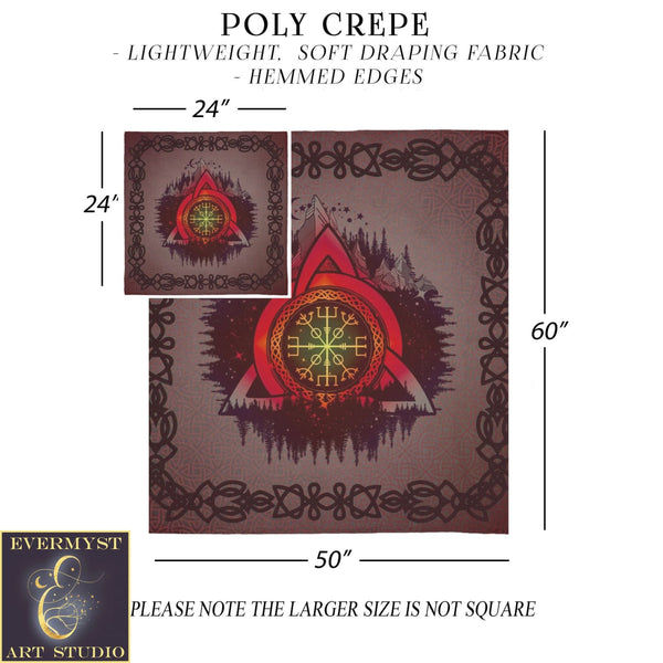 Viking Celtic Altar Tarot Cloth - Helm Of Awe Rune Symbol Square