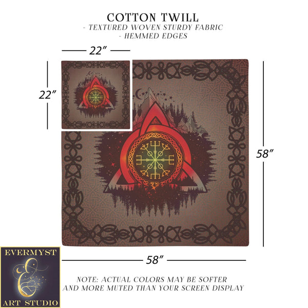 Viking Celtic Altar Tarot Cloth - Helm Of Awe Rune Symbol Square