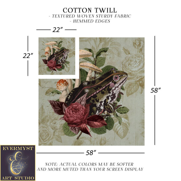 Vintage Cottagecore Altar Cloth Tarot Reading Mat With Toad Frog Nature Witch Aesthetic Square