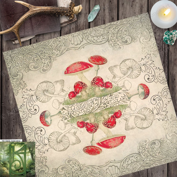 Mushroom Tarot Cloth - Amanita Muscaria And Magic Altar Square