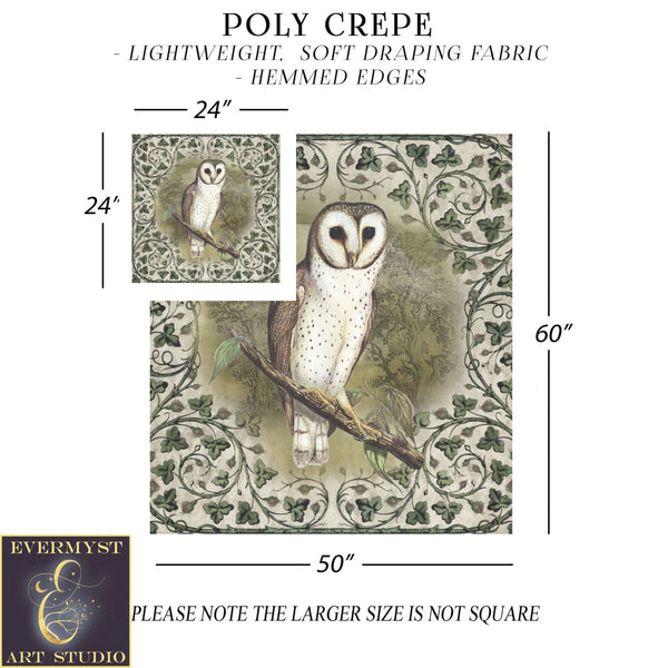 Vintage Owl And Ivy Altar Cloth - Green Woodland Wicca Pagan Tarot Decor Square