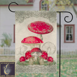 Vintage Toadstool Garden Flag - Botanical Dcor
