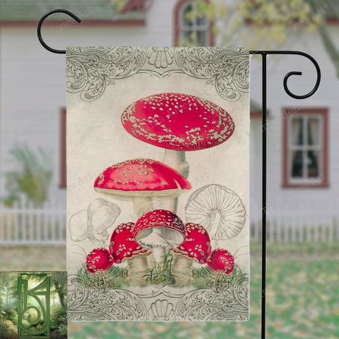 Vintage Toadstool Garden Flag - Botanical Dcor