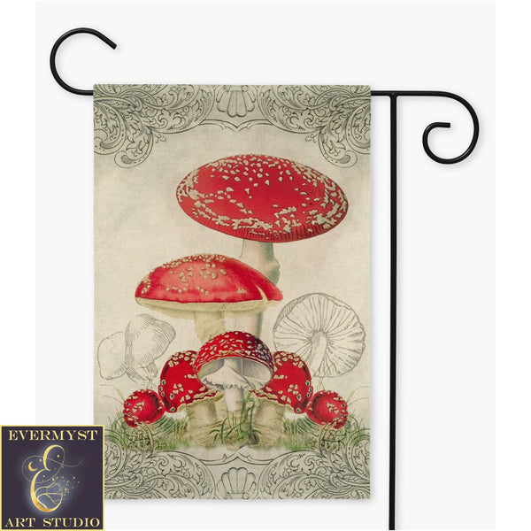 Vintage Toadstool Garden Flag - Botanical Dcor