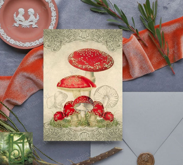Vintage Toadstool Red Mushroom Greeting Card Notecards