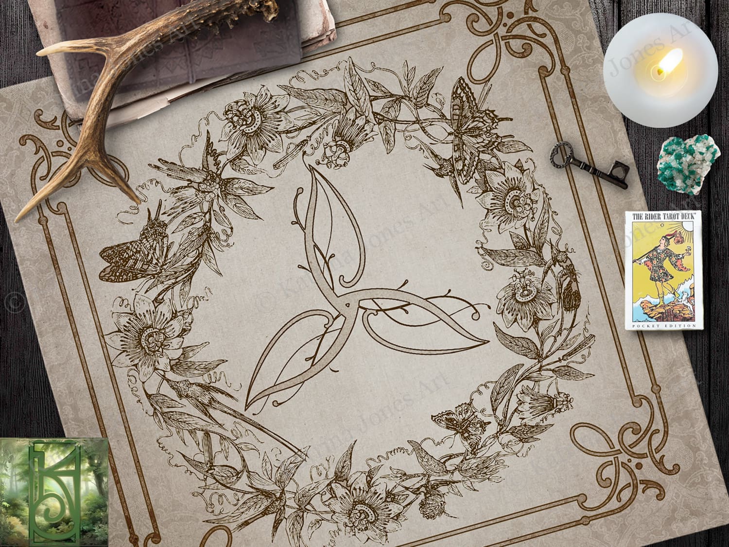 Triquetra Tarot And Altar Cloth - Pagan Celtic Design Square