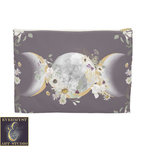 Violet Iris Triple Moon Goddess Accessory Zippered Pouch Purse Tarot Oracle Deck Makeup Zip