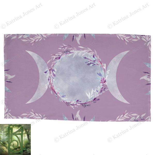 Violet Triple Moon Tarot Cloth Altar Rec