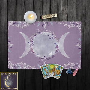 Violet Triple Moon Tarot Cloth Altar Cotton Twill Rec