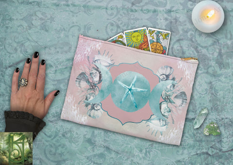 Water Witch Sea Moon Goddess Accessory Zippered Pouch Purse Tarot Oracle Deck Makeup Zip Cosmetic