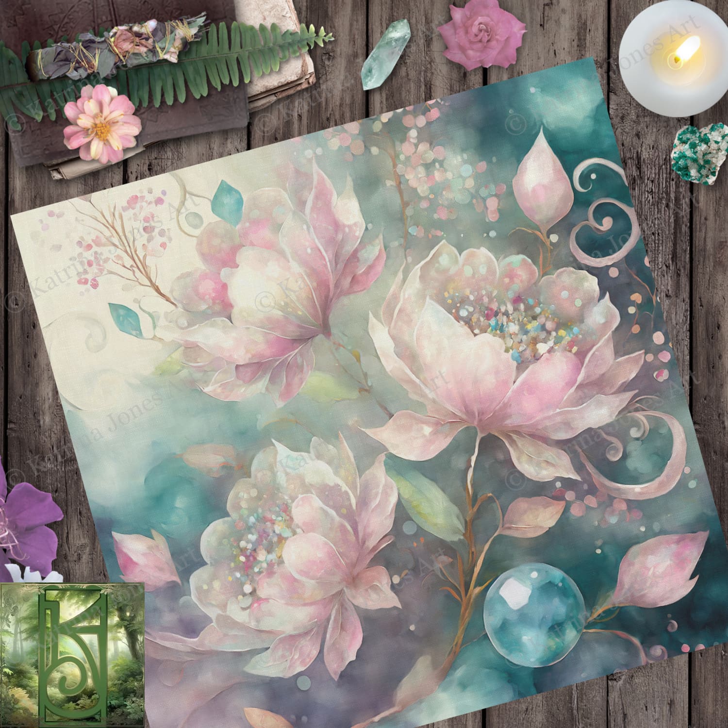 Flowery Altar Tarot Cloth Spring Ostara Flowers Pagan Witch Decor Imbolc Decoration Wicca Reading