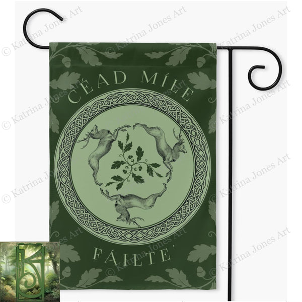 Welcome Stags Celtic Garden Flag - Gaelic 18.325X27 Inch / Single