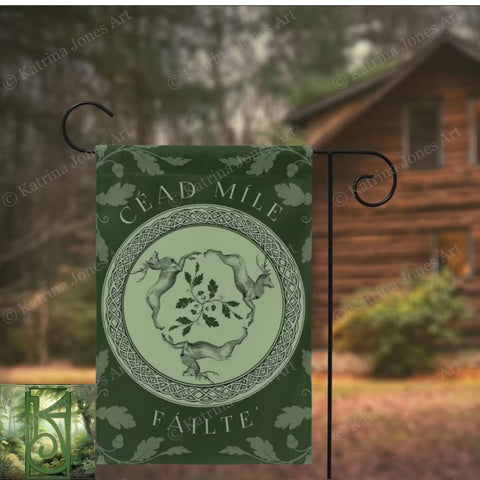 Welcome Stags Celtic Garden Flag - Gaelic