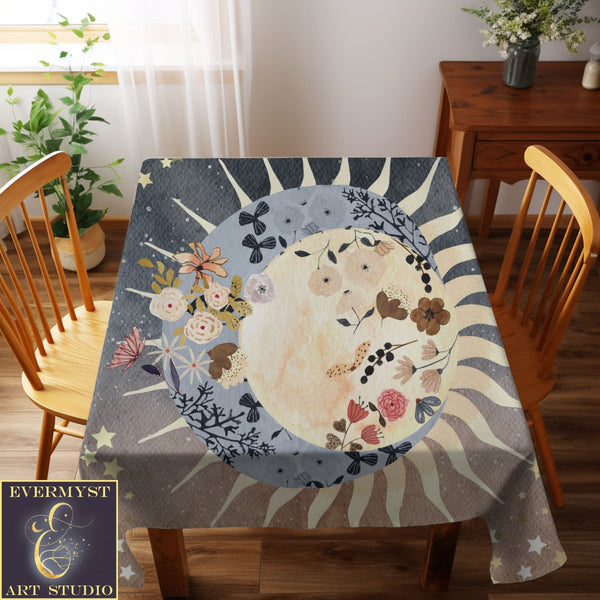 Whimsical Celestial Altar Cloth - Witchy Tarot Reading Mat Square