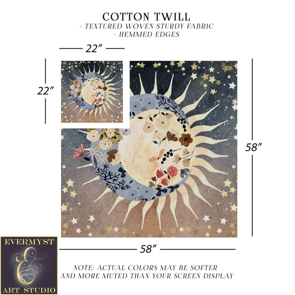 Whimsical Celestial Altar Cloth - Witchy Tarot Reading Mat Square