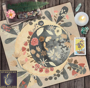 Whimsical Celestial Altar Tarot Cloth - Modern Witchy Decor Square