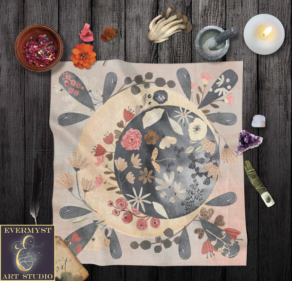 Whimsical Celestial Altar Tarot Cloth - Modern Witchy Decor Square