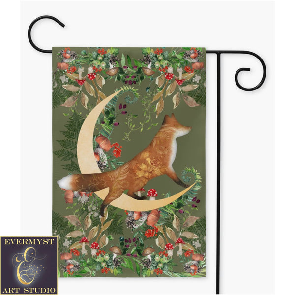 Whimsical Fox Garden Flag - Woodland Cottage Banner