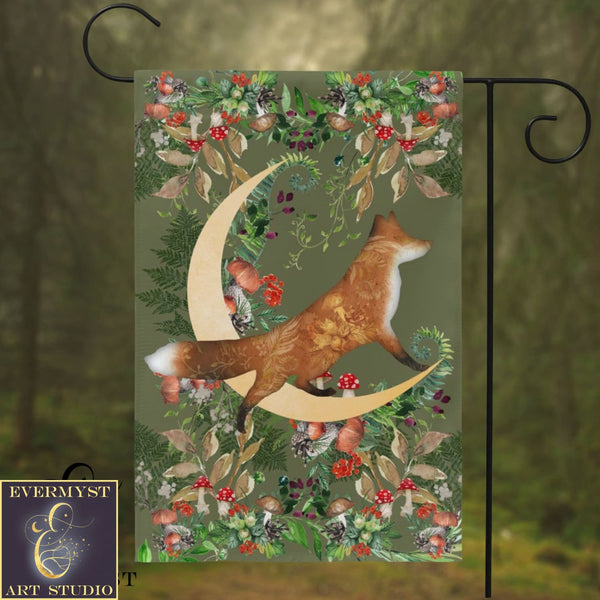 Whimsical Fox Garden Flag - Woodland Cottage Banner Double / 12X18 Inch